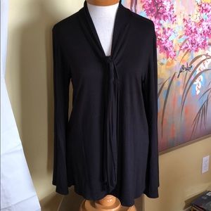 Black Tie V-Neck Bell Sleeve Blouse size Large